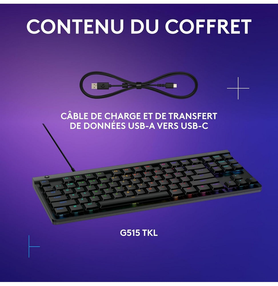 Clavier Logitech gaming filaire G515 LIGHTSPEED TKL (920-012872)