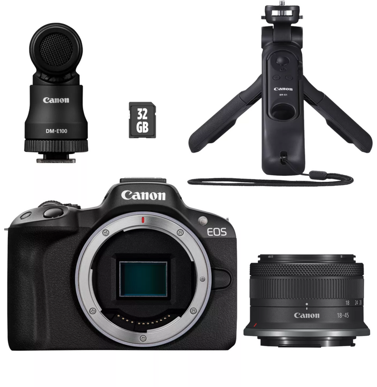 Appareil photo hybride Canon EOS R50 + objectif RF-S 18-45mm F4.5-6.3 IS STM - Kit pour vlogueur