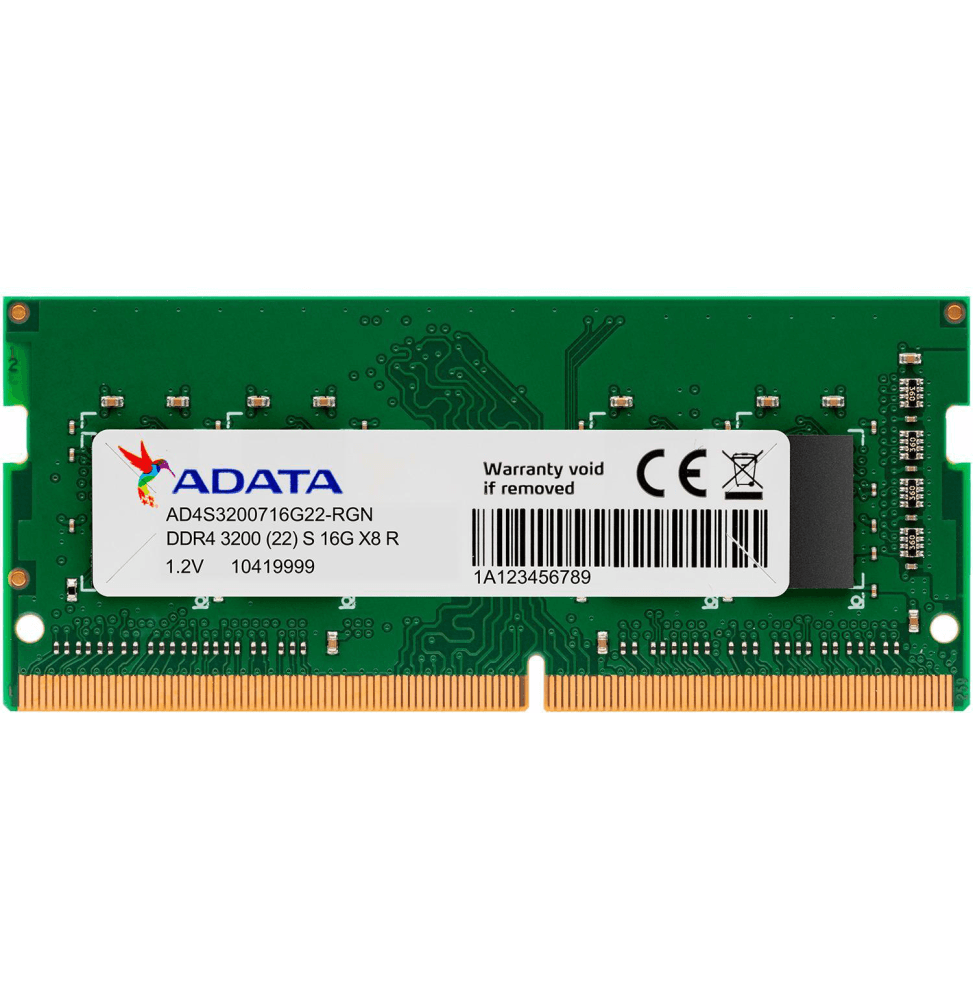 Barrette mémoire ADATA SO-DIMM 16GB DDR4 3200 Mhz - PC Portable (AD4S320016G22-SGN) - Logically