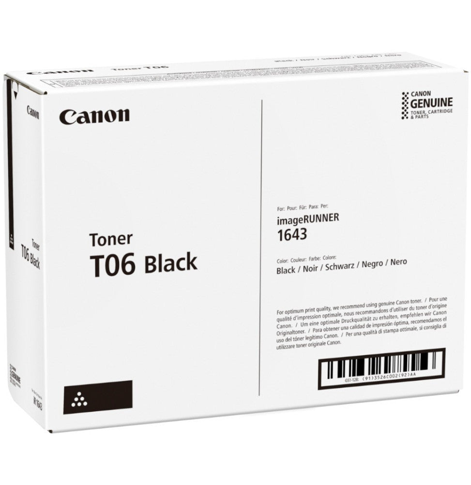 Canon Toner T06 Black pour IR 16XX (Yield : 20,500 pages)