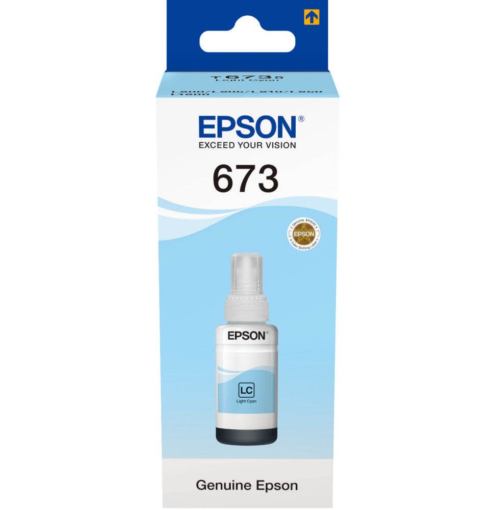 Epson 673 LC (T6735) Cyan Clair - Bouteille d'encre Epson d'origine (C13T67354A) - Logically