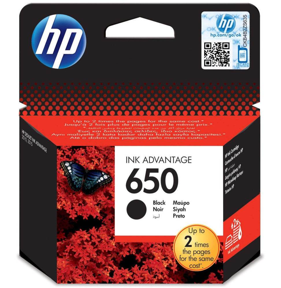HP 650 Noir - Cartouche d'encre HP d'origine (CZ101AE) - Logically