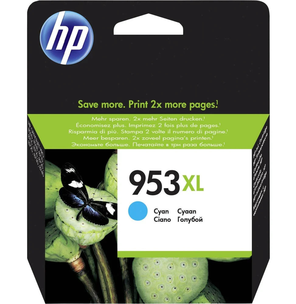 HP 953XL Cyan Cartouche d’encre grande capacité authentique (F6U16AE)