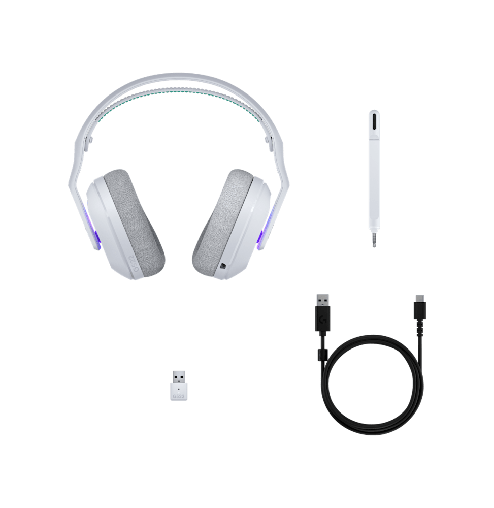 Casque Gaming sans fil avec LIGHTSPEED RGB G522 Blanc (981-001550)