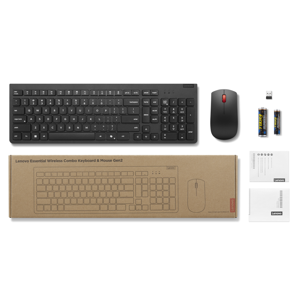 Pack Clavier et Souris sans fil Lenovo Essential Gen2 - Français (4X31R64464)
