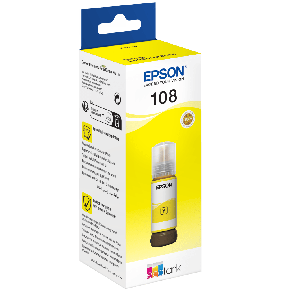 Epson 108 Jaune - Bouteille d'encre Epson EcoTank d'origine (C13T09C44A) - Logically