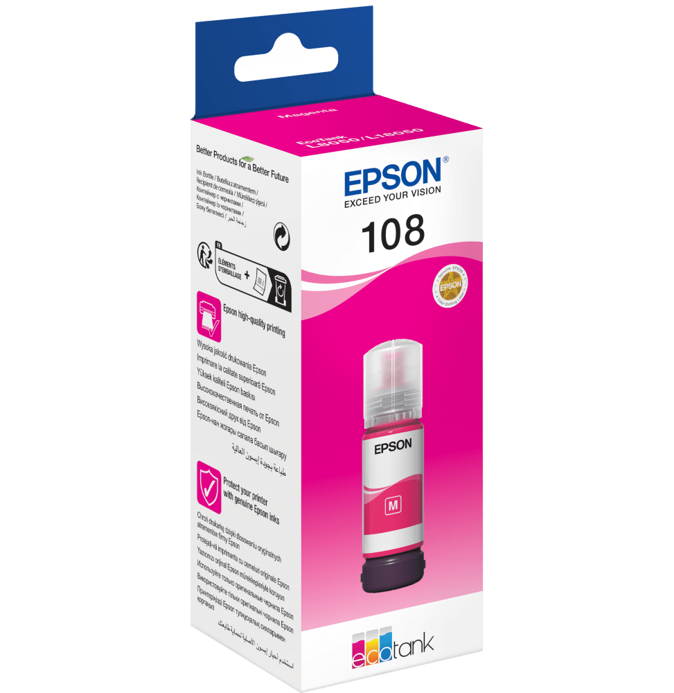 Epson 108 Magenta - Bouteille d'encre Epson EcoTank d'origine (C13T09C34A) - Logically