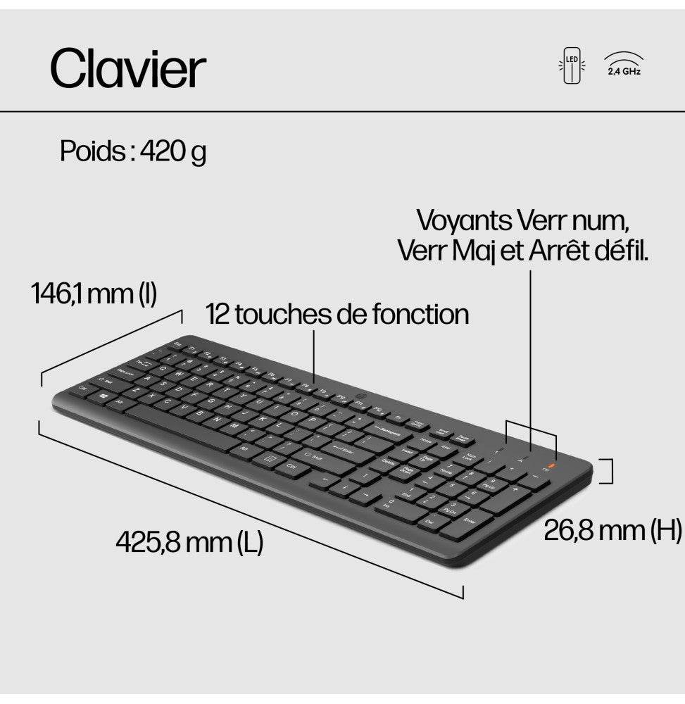 Ensemble combiné clavier et souris sans fil HP 330 (2V9E6AA) - Logically