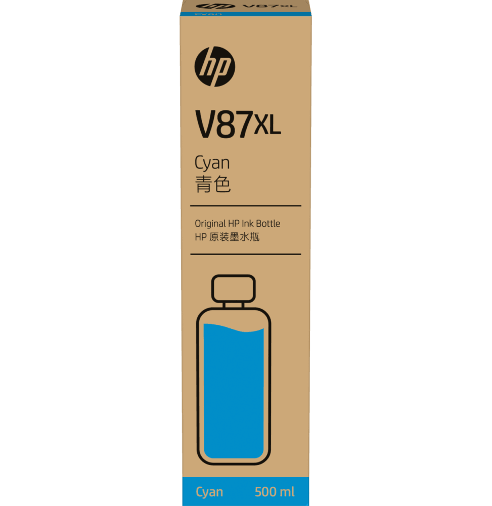 HP V87XL Cyan 500ml - Bouteille d'encre HP d'origine (7FN95A) - Logically