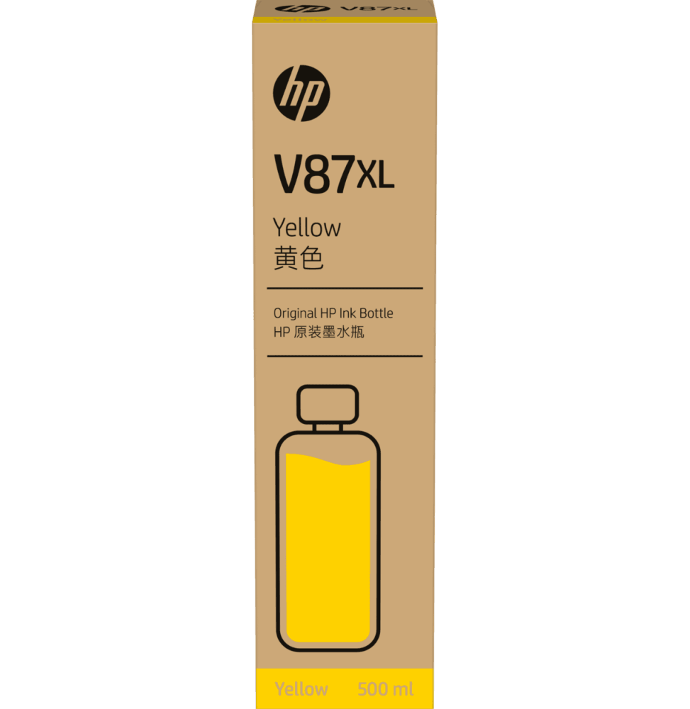 HP V87XL Jaune 500ml - Bouteille d'encre HP d'origine (7FN96A) - Logically