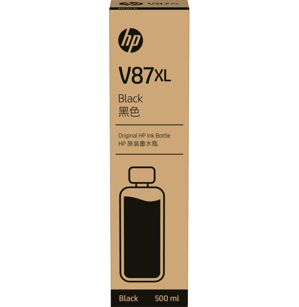 HP V87XL Noir 500ml - Bouteille d'encre HP d'origine (7FN98A) - Logically