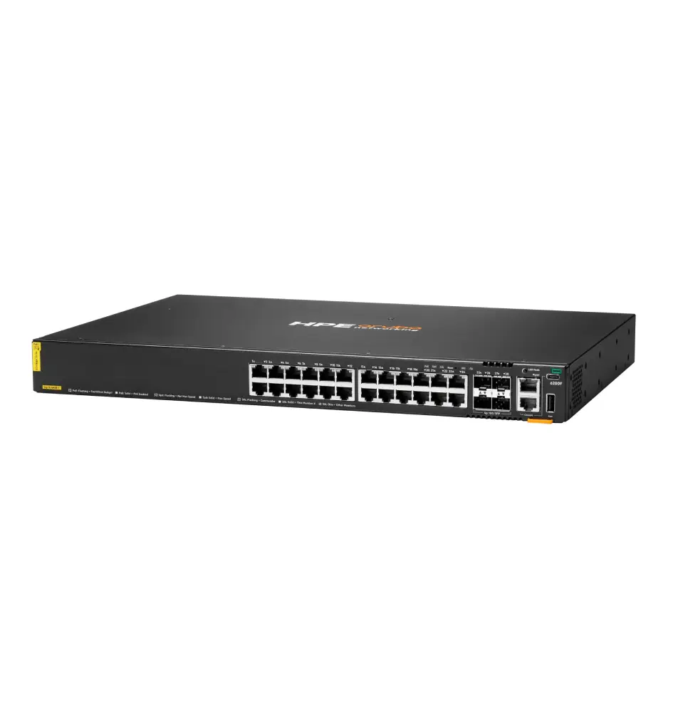 Switch Administrable HPE Aruba CX 6200F 24 ports Classe 4 PoE 4 ports SFP 370W (JL725B)