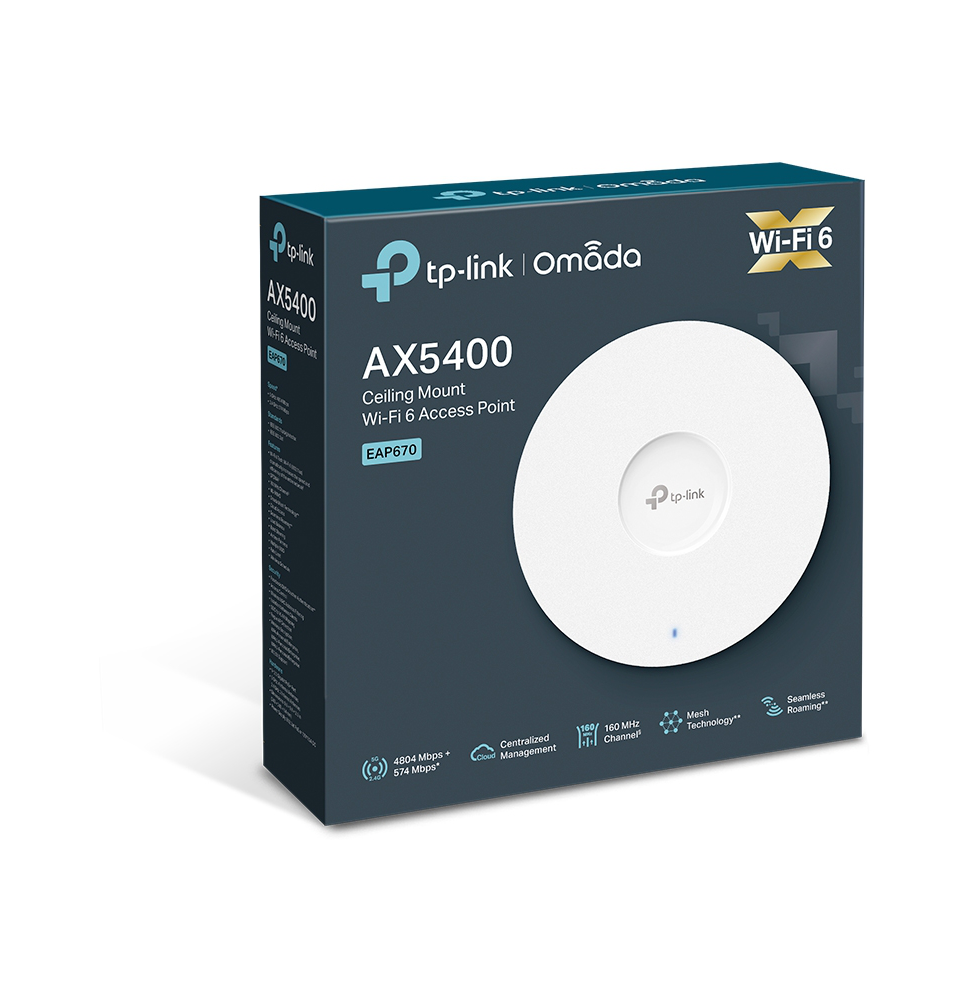 Point d'accès TP-Link WiFi 6 AX5400 bi-bande plafonnier (EAP670)