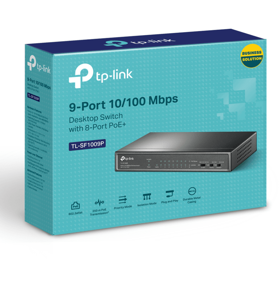 TL-SF1009P - Switch de bureau 9 ports 10/100 Mbps avec PoE + 8 ports - Logically