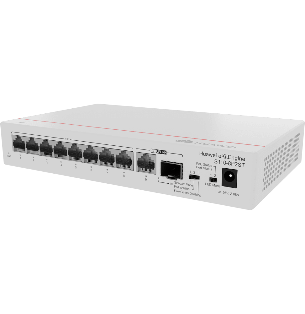 Switch HuaweiS110-8P2ST(8*10/100/1000BASE-Tports.PoE+1*GESFPport.1*10/100/1000BASE-Tport.ACpower) - Logically