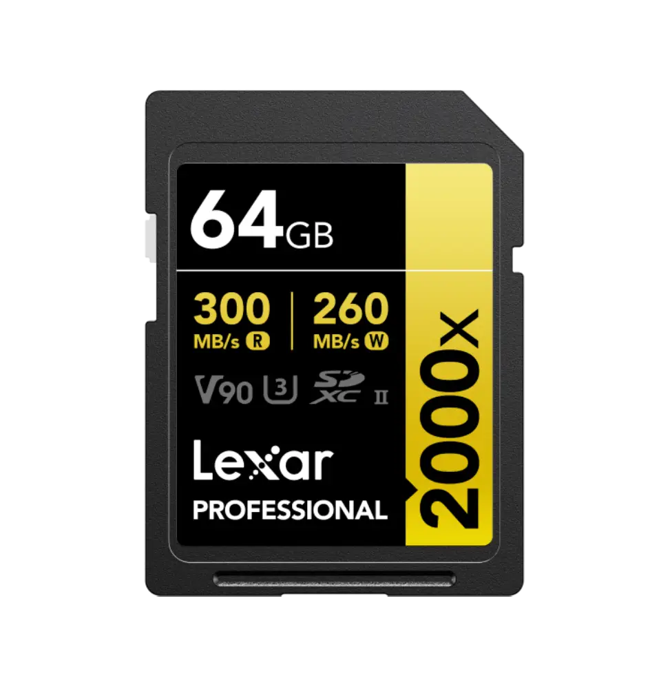 Carte SD Lexar Professional 2000x GOLD SDXC UHS-II 64 Go 300MB/s (LSD2000064G-BNNNG)