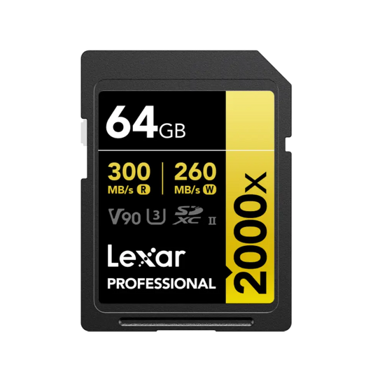 Carte SD Lexar Professional 2000x GOLD SDXC UHS-II 64 Go 300MB/s (LSD2000064G-BNNNG)