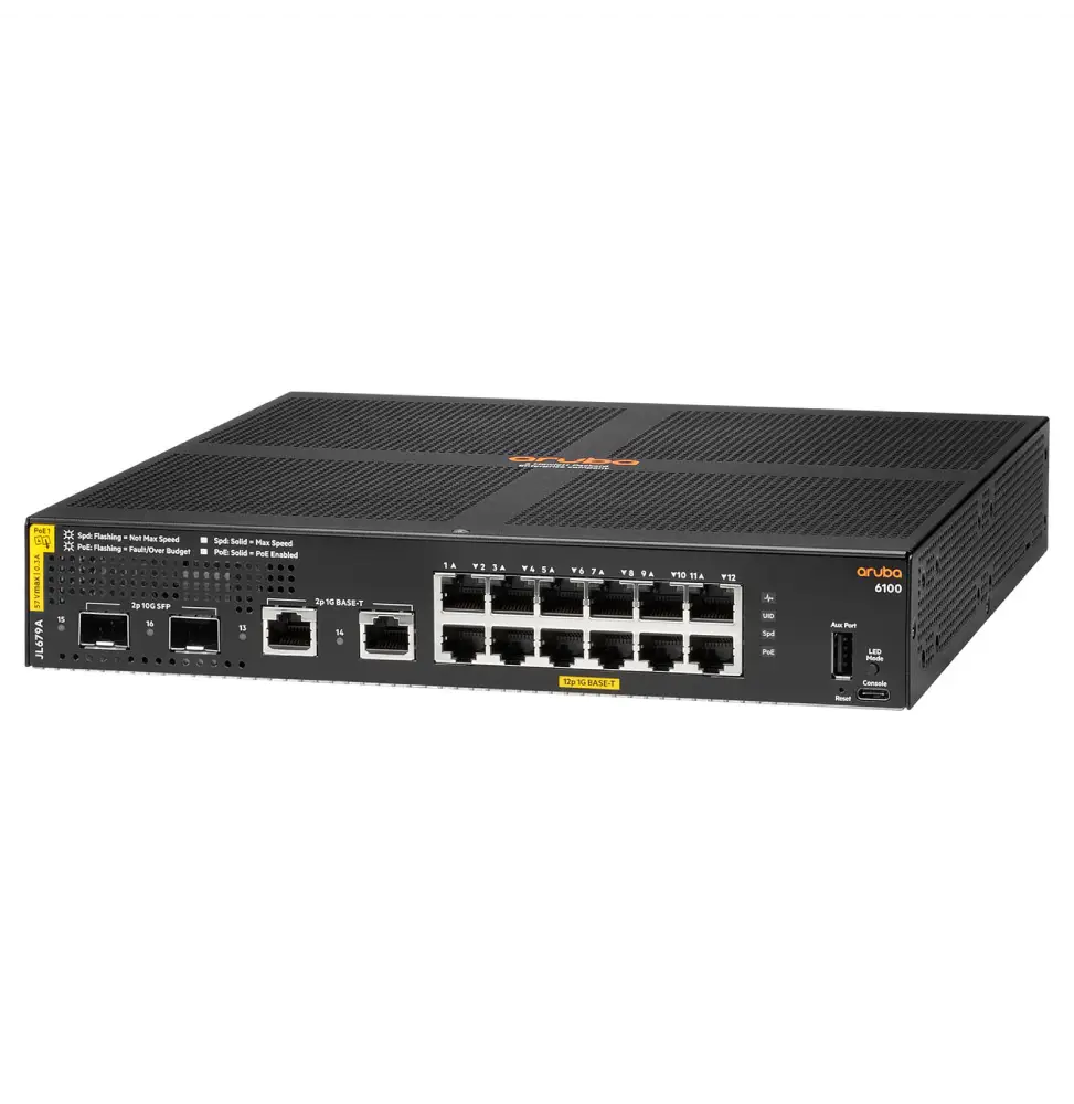 HPE Aruba Networking CX 6100 12G Class4 PoE 2G/2SFP+ 139W Switch (JL679A)