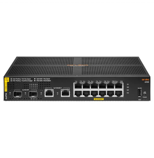 HPE Aruba Networking CX 6100 12G Class4 PoE 2G/2SFP+ 139W Switch (JL679A)