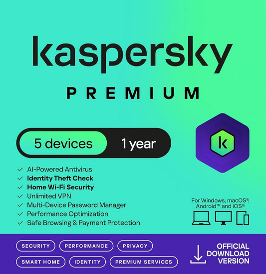 Kaspersky Anti-Virus 2025 Premium - Licence 5 postes 1 an