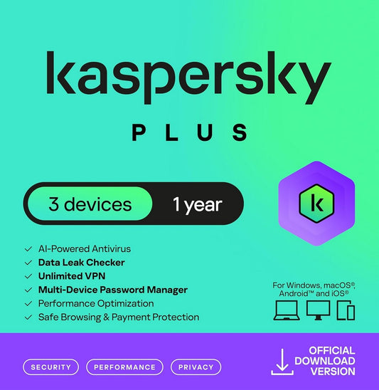 Kaspersky Anti-Virus 2025 Plus - Licence 3 postes 1 an