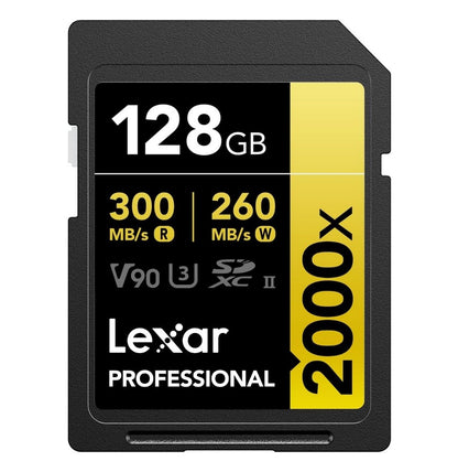 Carte SD Lexar Professional 2000x GOLD SDXC UHS-II 128 Go 300MB/s (LSD2000128G-BNNNG)