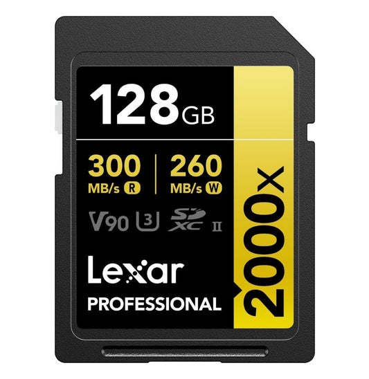 Carte SD Lexar Professional 2000x GOLD SDXC UHS-II 128 Go 300MB/s (LSD2000128G-BNNNG)