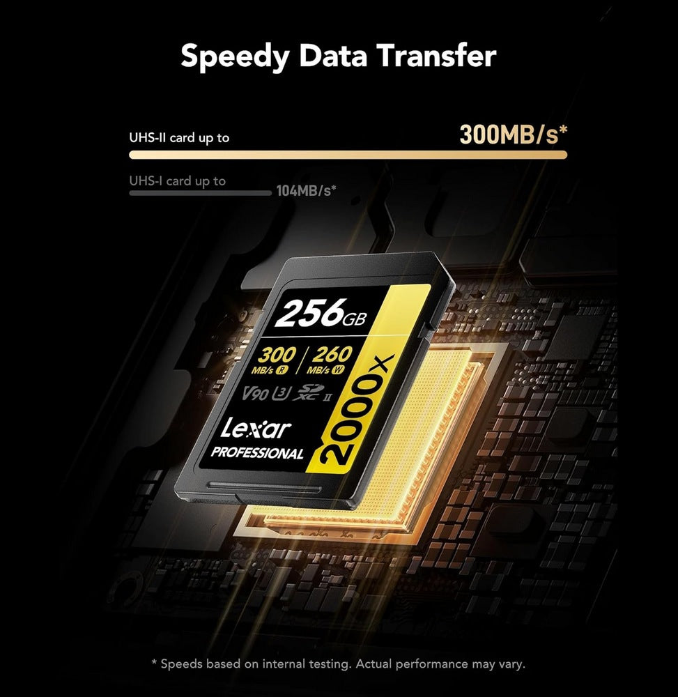 Carte SD Lexar Professional 2000x GOLD SDXC UHS-II 256 Go 300MB/s