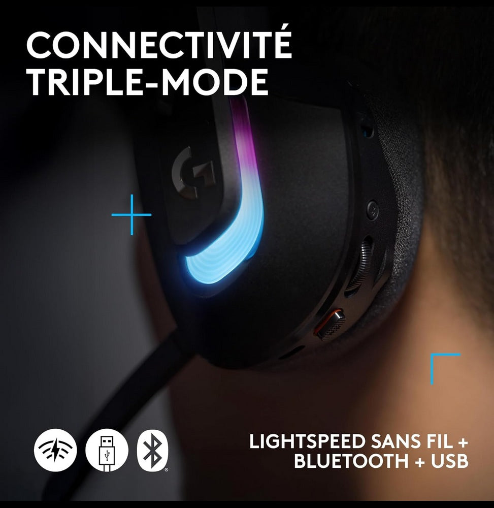 Casque Gaming sans fil avec LIGHTSPEED RGB G522 (981-001544)