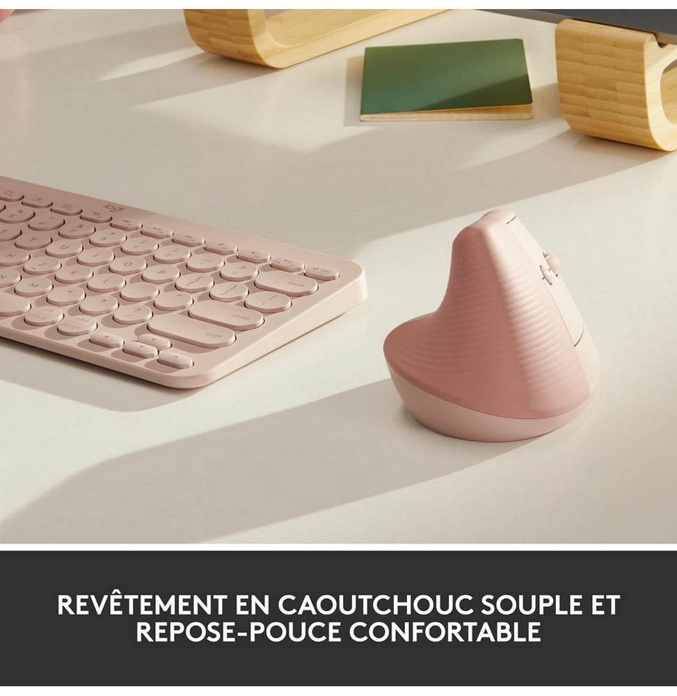Souris Logitech Lift Vertical Ergonomic Sans fil- ROSE (910-006478)
