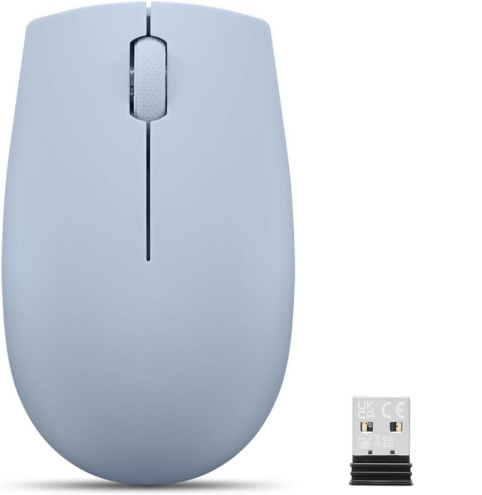 Souris sans fil compacte Lenovo 300 (bleu givré) avec batterie (GY51L15679)