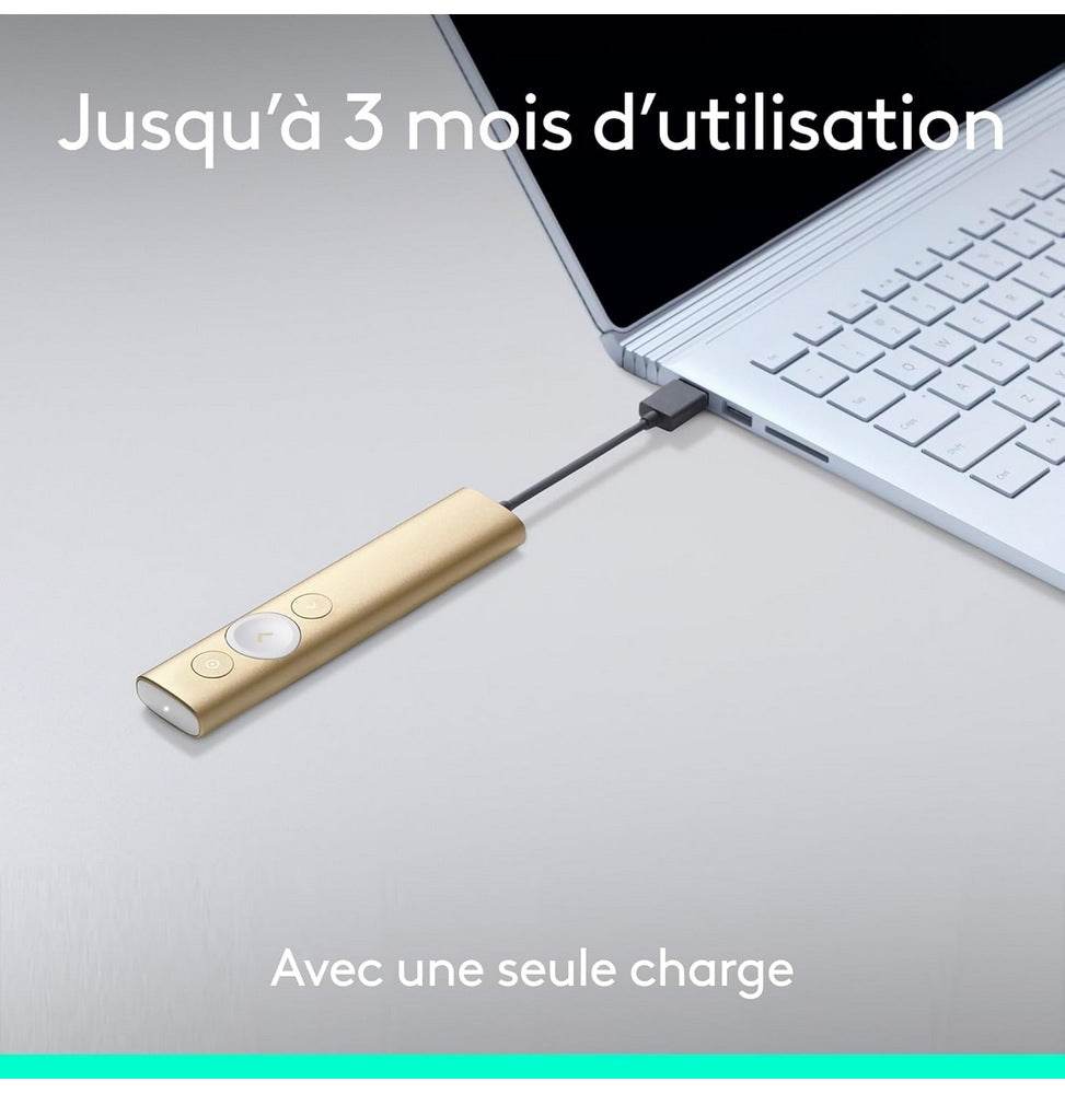 Télécommande de présentation Logitech Wireless Presenter Spotlight Gold (910-004862) - Logically