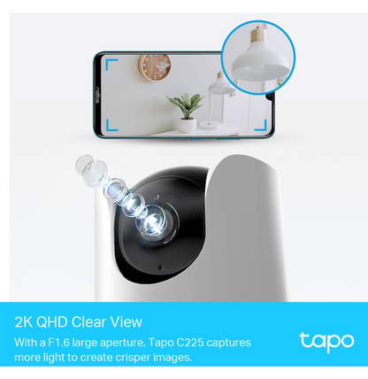 Caméra de sécurité AI panoramique et inclinable 2K QHD WiFi (TAPOC225)