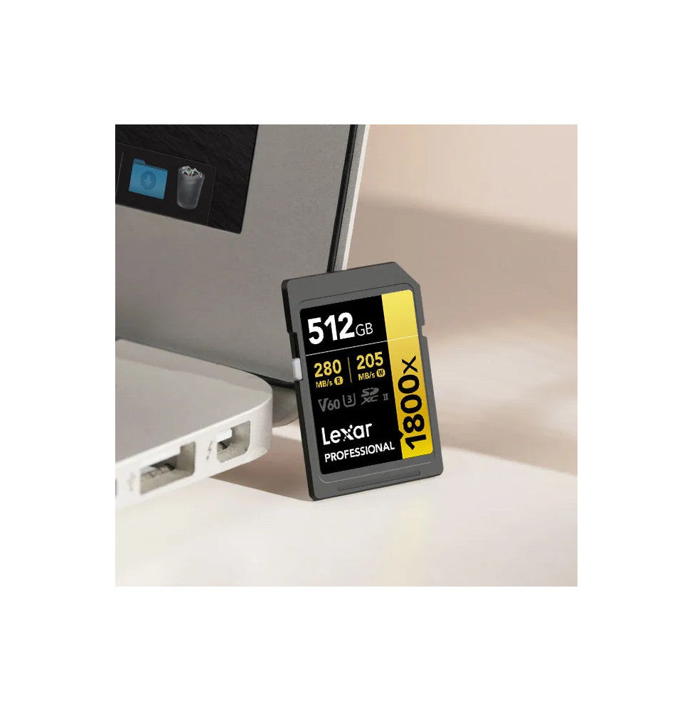 Carte SD Lexar Professional 1800x GOLD SDXC UHS-II 512 Go 280MB/s (LSD1800512G-BNNNG)