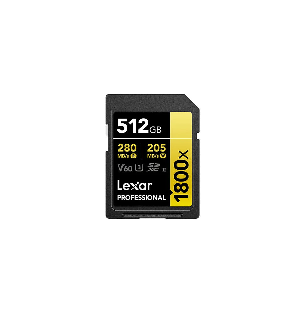 Carte SD Lexar Professional 1800x GOLD SDXC UHS-II 512 Go 280MB/s (LSD1800512G-BNNNG)