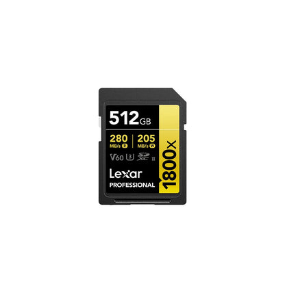 Carte SD Lexar Professional 1800x GOLD SDXC UHS-II 512 Go 280MB/s (LSD1800512G-BNNNG)