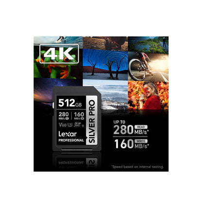 Carte SD Lexar Professional SILVER PRO SDXC UHS-II 512 Go 280MB/s (LSDSIPR512G-BNNNG)