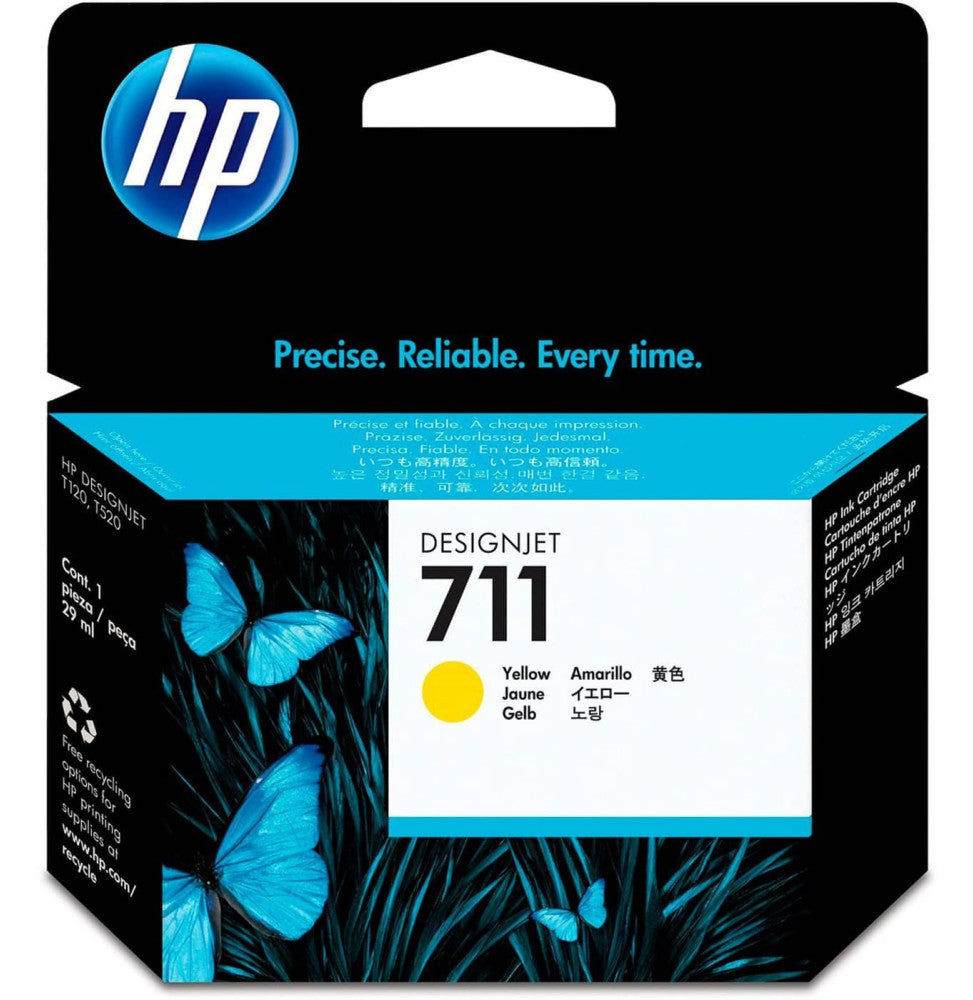 HP 711 Jaune - Cartouche d'encre d'origine DesignJet 29 ml (CZ132A)