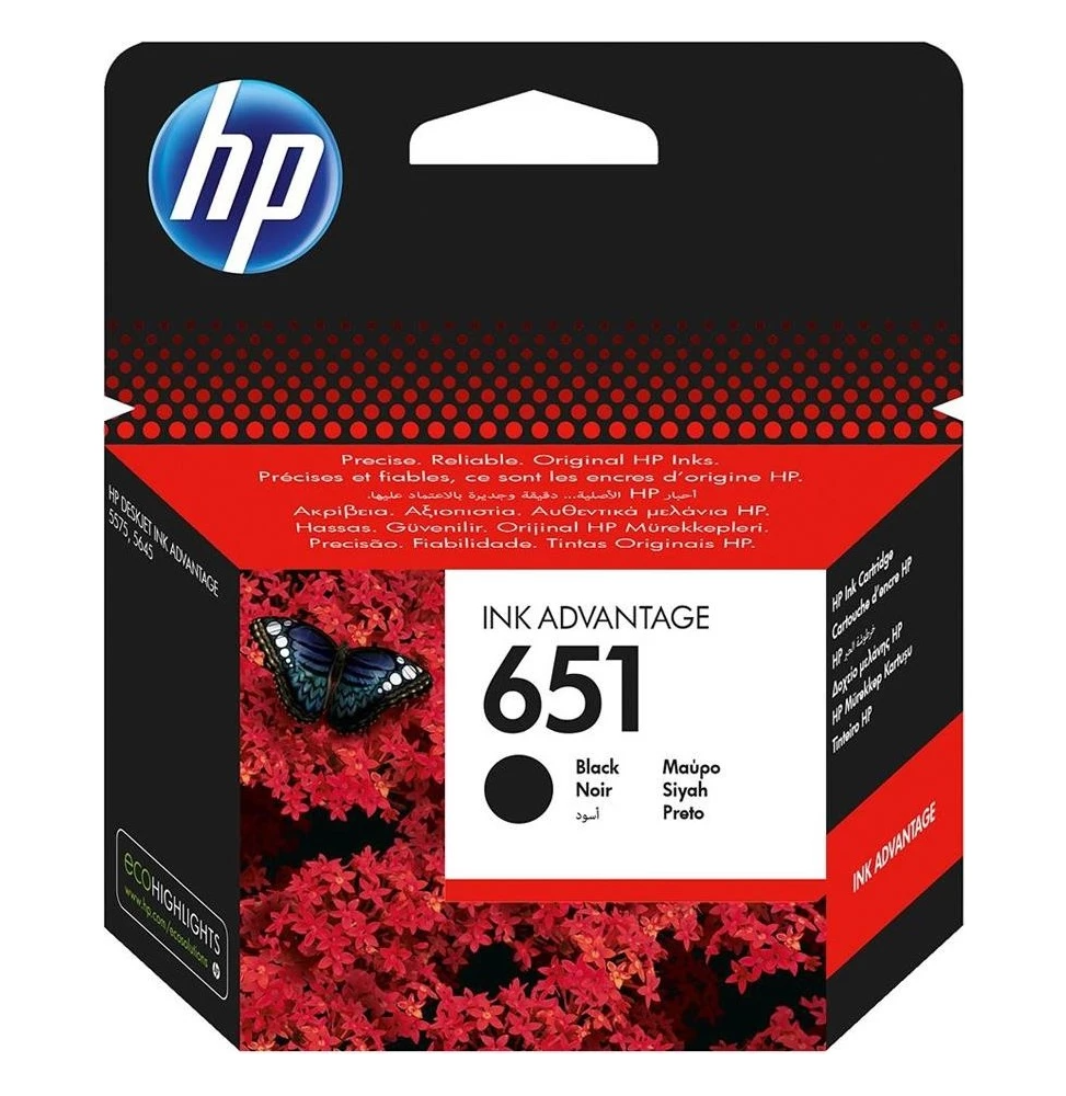 HP 651 Noir - Cartouche d'encre HP d'origine (C2P10AE)