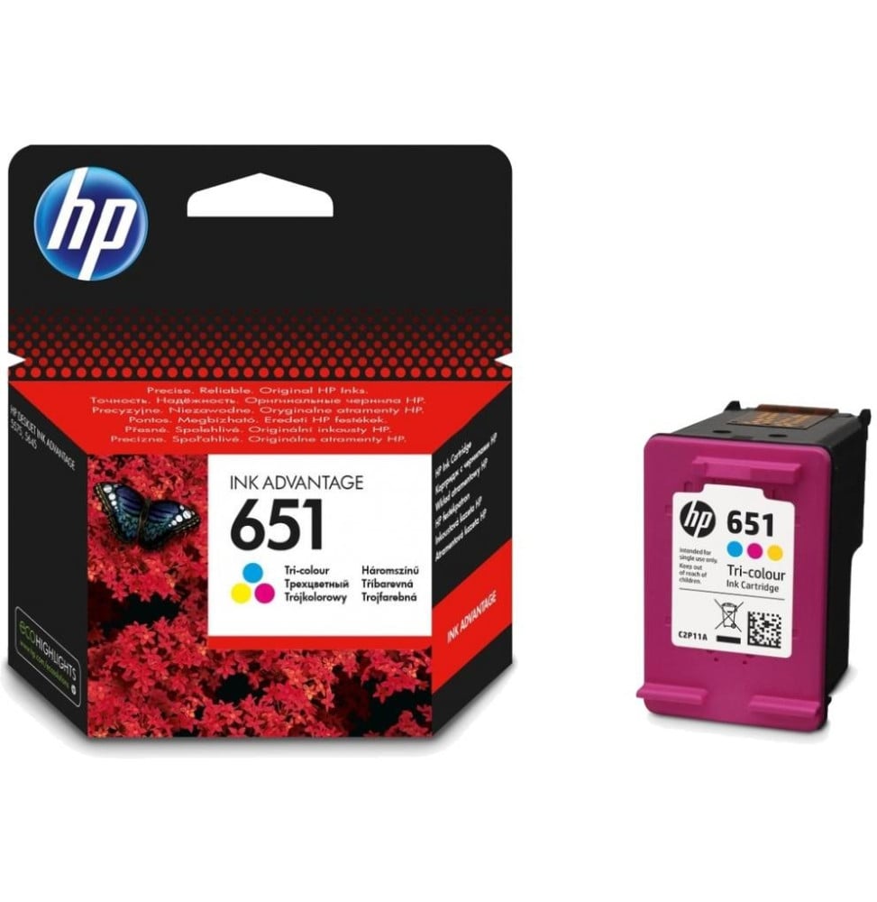 HP 651 trois couleurs - Cartouche d'encre HP d'origine (C2P11AE)