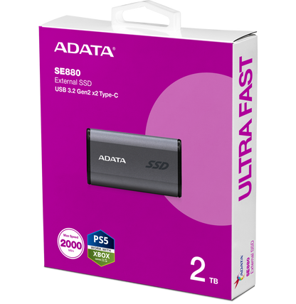 Disque Dur portable SSD ADATA SE880 USB-C - 2To USB 3.2 (AELI-SE880-2TCGY)