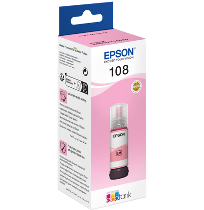 Epson 108 Magenta clair - Bouteille d'encre Epson EcoTank d'origine (C13T09C64A)