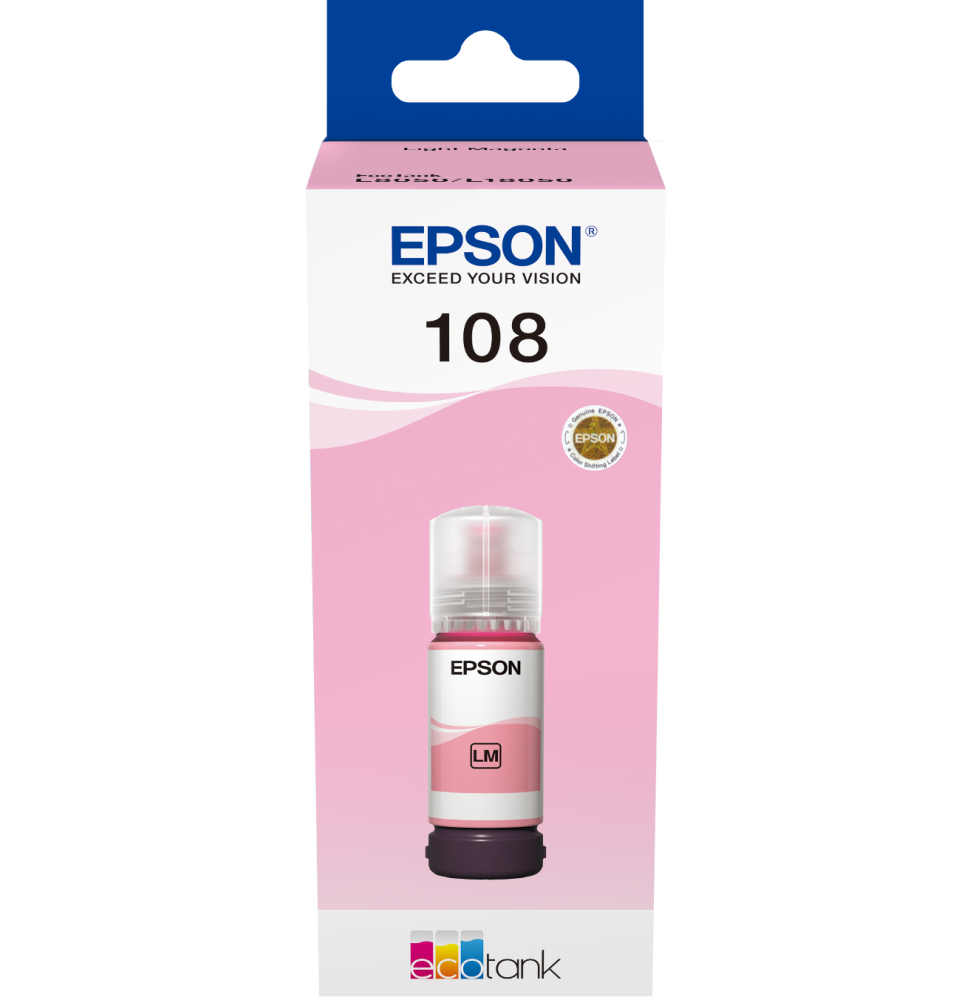 Epson 108 Magenta clair - Bouteille d'encre Epson EcoTank d'origine (C13T09C64A)