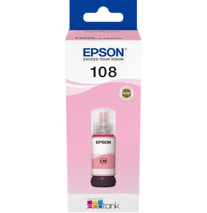 Epson 108 Magenta clair - Bouteille d'encre Epson EcoTank d'origine (C13T09C64A)