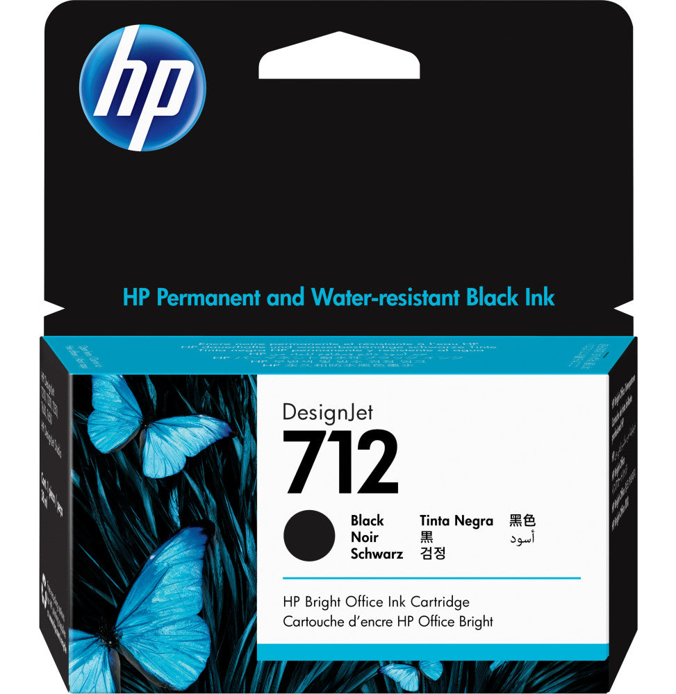 HP 712 Noir - Cartouche d'encre HP d'origine 38ml (3ED70A)