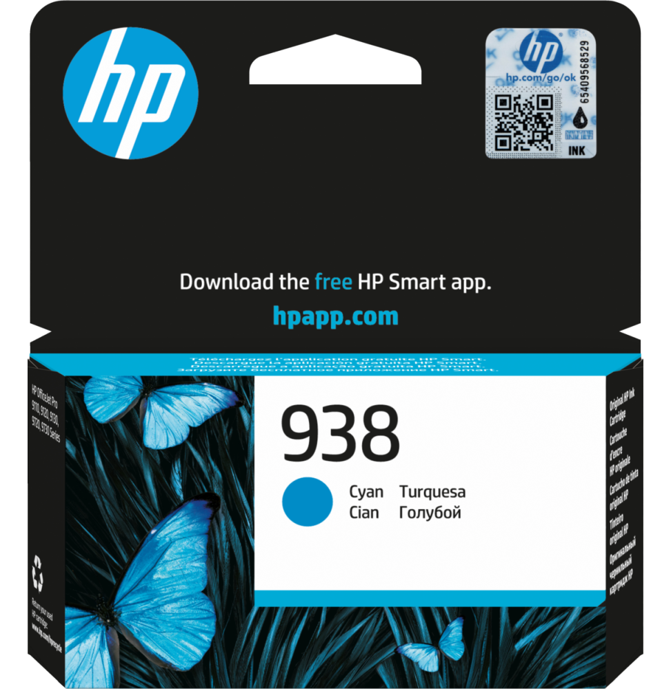 HP 938 Cyan - Cartouche d'encre HP d'origine (4S6X5PE)