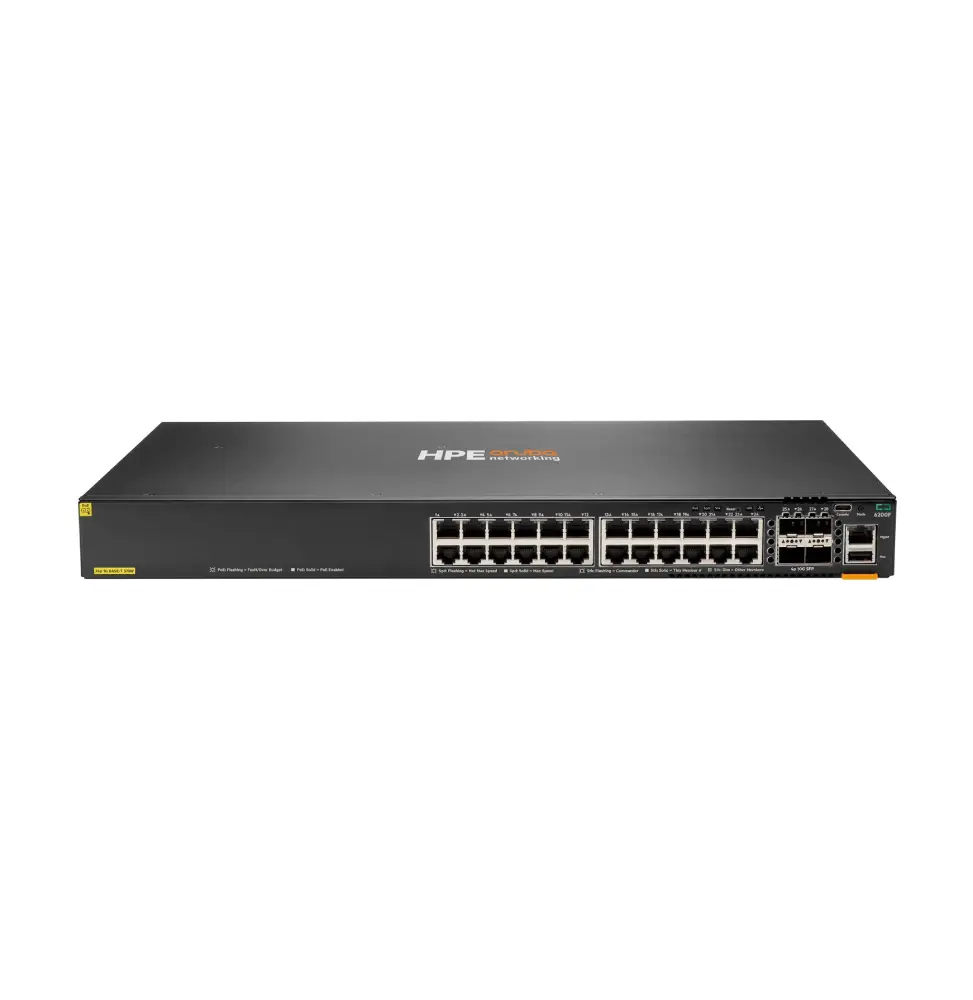 Switch Administrable HPE Aruba CX 6200F 24 ports Classe 4 PoE 4 ports SFP 370W (JL725B)