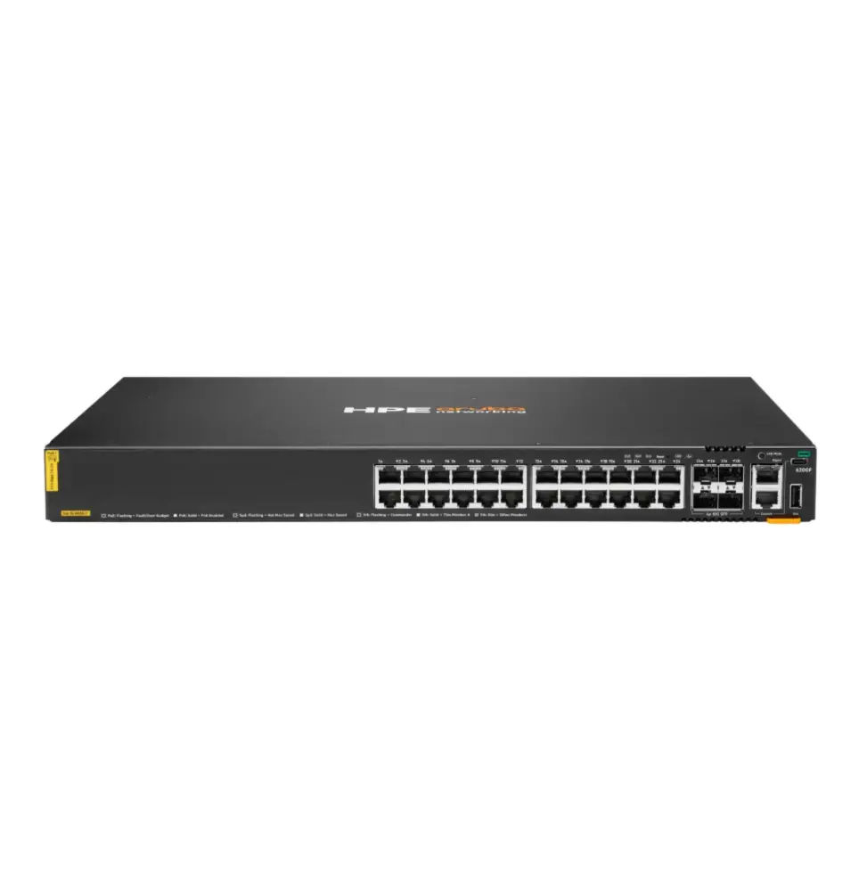 Switch Administrable HPE Aruba CX 6200F 24 ports Classe 4 PoE 4 ports SFP 370W (JL725B)