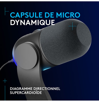 Logitech G Yeti GX Microphone Gaming RVB Dynamique avec LIGHTSYNC (988-000569)