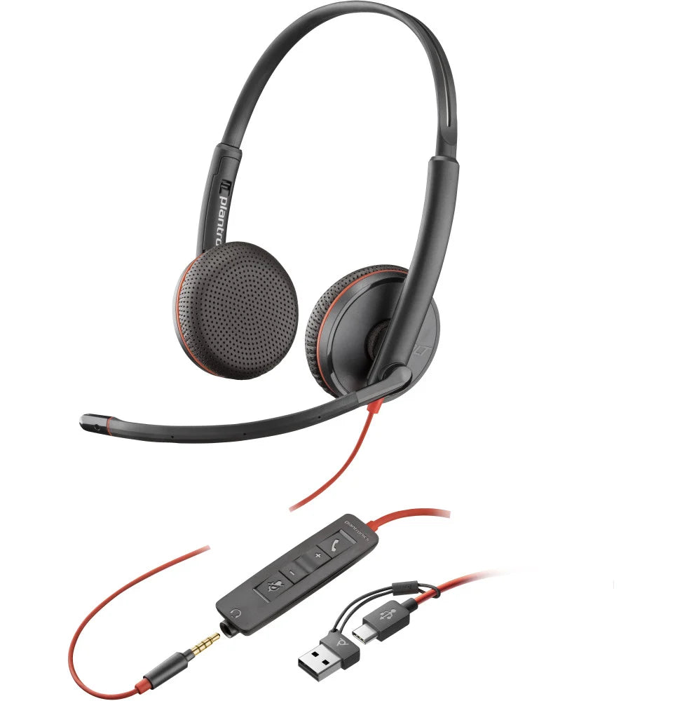 Micro-casque POLY Blackwire 3225 stéréo USB + Connexion 3,5 mm (8X229AA)